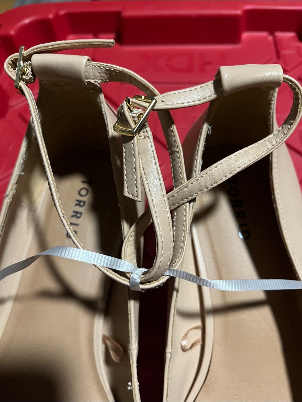 Torrid Beige and Black Ankle-Strap Cap Toe Flats SZ 13WW. Worn once to a wedding - Picture 3 of 5
